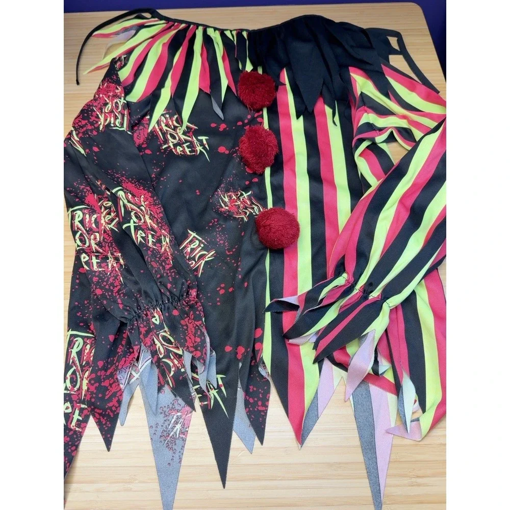 Spirit Trick or Treat Clown Costume Child L 10-12 Glow Mask Complete